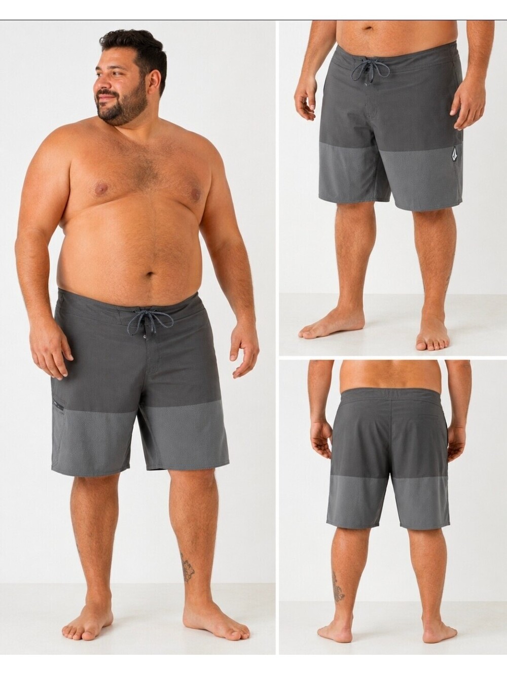 Volcom Mod-Tech Board Shorts Mens 40 Gray Colorblock Surf Swim Trunks 10"